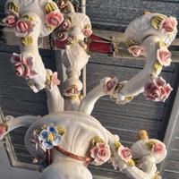 Lampadario ceramica Capodimonte 5 bracci funzio
