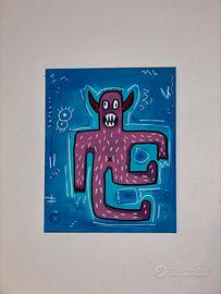 Opera originale su tela - stile pop/ outsider -