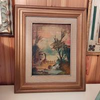 Quadro Antico anni 60 di COSTA paesaggio lago 