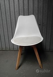 Set di sedie in plastica,legno,cuscino in ecopelle