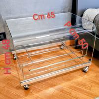 Sica tavolino in vetro con ruote 