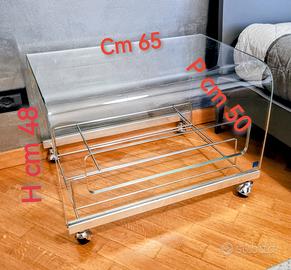 Sica tavolino in vetro con ruote 