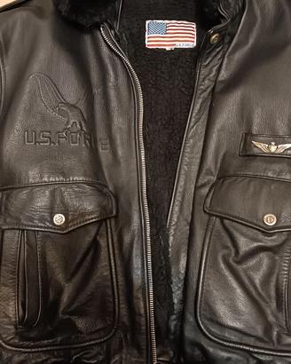 Giubbotto in pelle nera "Us Force" taglia 52