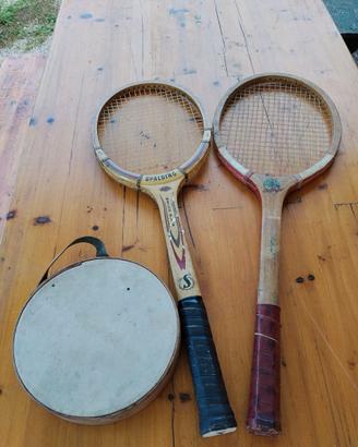 2 racchette da tennis + 1 tamburello  anni 60