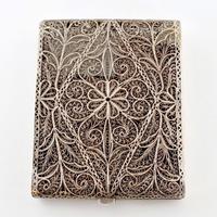 Tabacchiera o portabiglietti filigrana d'argento