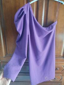 Abito monospalla viola glitter- Calliope