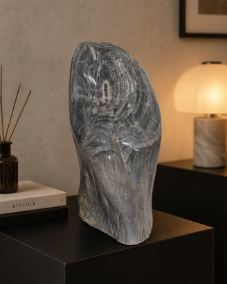 Scultura Decorativa in Legno Fossile Naturale