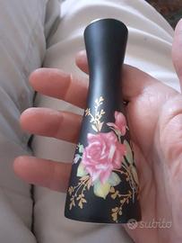 Vasetto Rosenthal vintage porcellana nera con rosa