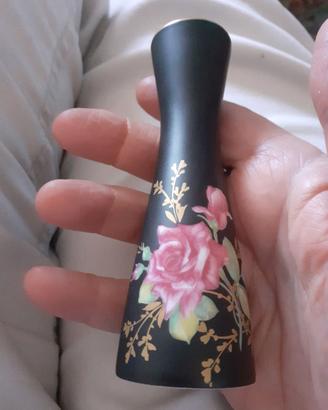 Vasetto Rosenthal vintage porcellana nera con rosa