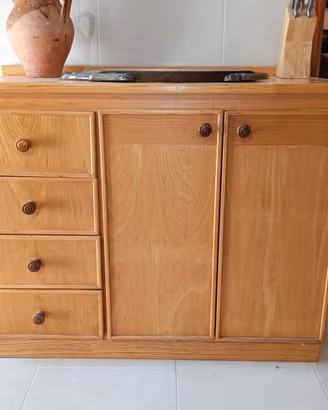Mobiletto dispensa da cucina in legno con cassetti