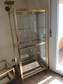 Vetrina Vintage in Vetro e Ottone Anni 70/80