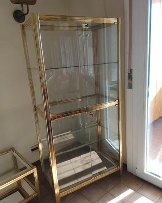 Vetrina Vintage in Vetro e Ottone Anni 70/80