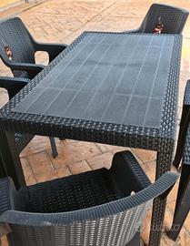 Tavolo Rattan Bianco o Antracite in Resina  