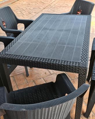 Tavolo Rattan Bianco o Antracite in Resina  