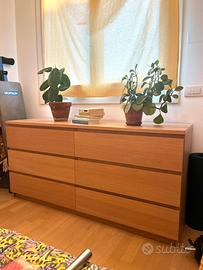 Cassettiera Malm ikea rovere