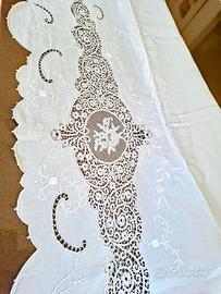 Set matrimoniale in puro lino e pizzo Cantù