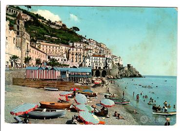 Cartolina Amalfi La Spiaggia 1962