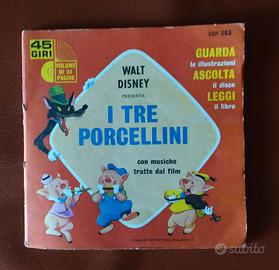 Disco vinile 45 giri I tre Porcellini + favola