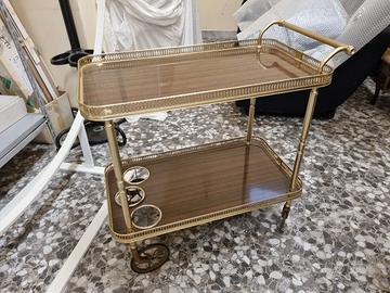 Carrello portavivande in ottone vintage anni 60/70