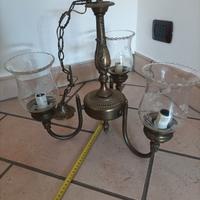 lampadario e specchio in ottone bronzato anticato
