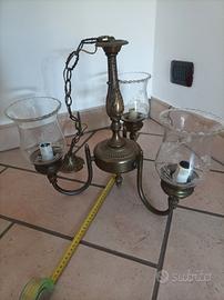 lampadario e specchio in ottone bronzato anticato