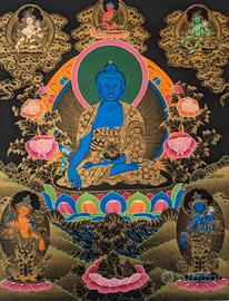 Thangka del Buddha della Medicina – Dipinto a mano