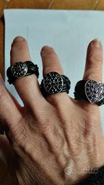 anelli in cuoio intrecciato  e argento 925