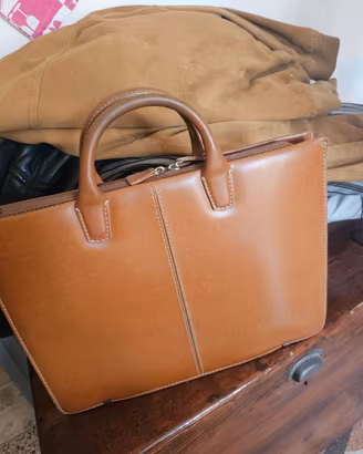 Borsa da lavoro in pelle color cuoio