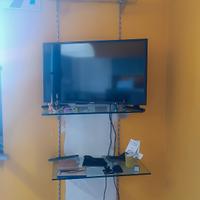 Libreria aperta da parete in vetro e metallo 