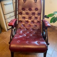 Poltrona reclinabile in pelle bordeaux nuova