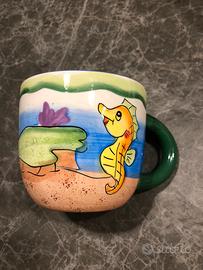 Tazza mug dipinta a mano -  cavalluccio marino