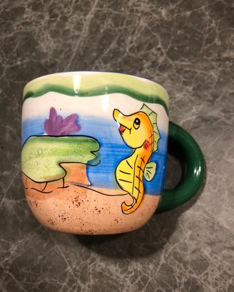Tazza mug dipinta a mano -  cavalluccio marino