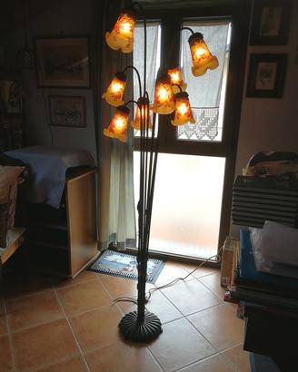 lampada piantana in ferro battuto 
