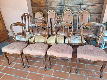 Blocco di 12 sedie del 1800 di noce