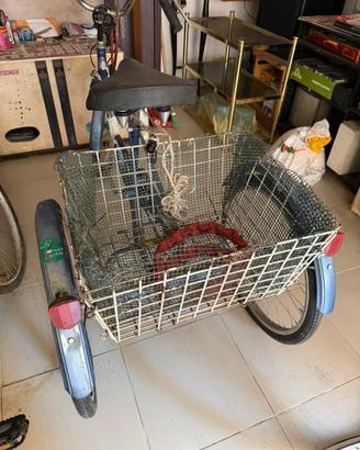 Triciclo da adulto blu con maxi cesto posteriore