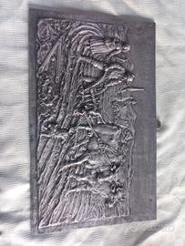 Antico Quadro Bassorilievo in Stagno - Scena Rural