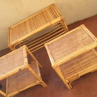 Set Tris Tavolini in Bamboo e Midollino 