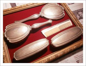Servizio da toilette in argento 5 pezzi anni 60.
