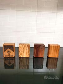 Portasigarette accendino in legno con stampa logo