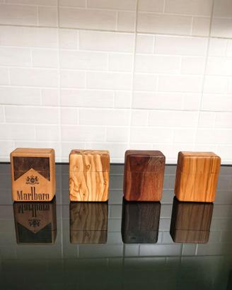 Portasigarette accendino in legno con stampa logo