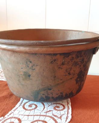 Paiolo antico d'epoca in rame per polenta cm.32