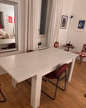 Tavolo da pranzo allungabile - effett pino bianco
