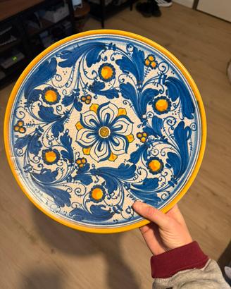 PIATTO PIANO CERAMICA ARTIGIANALE SICILIANA