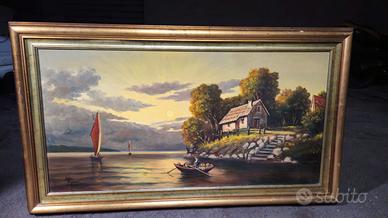 QUADRO GRANDE OLIO SU TELA PITTORE GIUSEPPE VIGANÒ