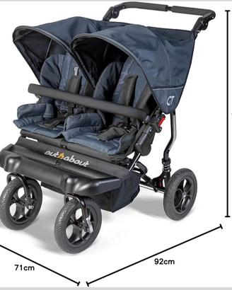 Passeggino gemellare ruote grandi  outn' about