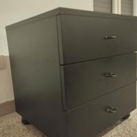 Cassettiera ufficio con ruote 3 cassetti in legno