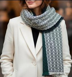 Sciarpa Maxi in Lana Double-Face – Verde/Prugna