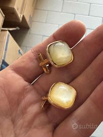 Gemelli da polso vintage dorati con pietra 