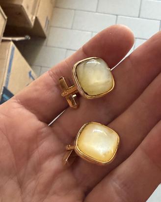 Gemelli da polso vintage dorati con pietra 