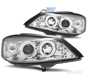 FARI PER OPEL ASTRA G 97-04 ANGEL EYES FONDO CROMA